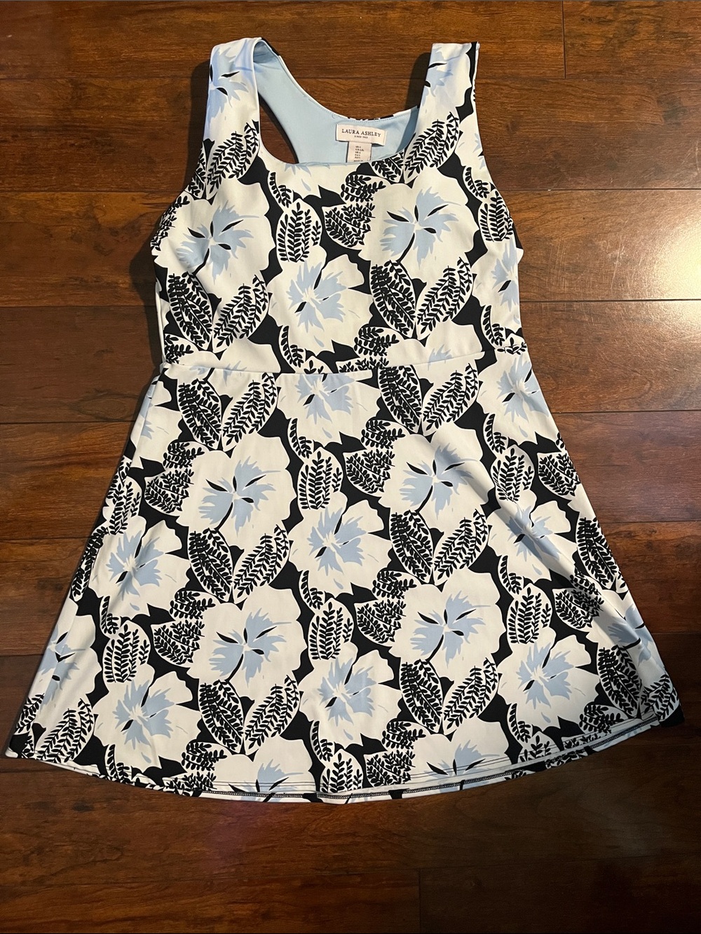 Laura Ashley White and Light Blue Floral Athletic dress